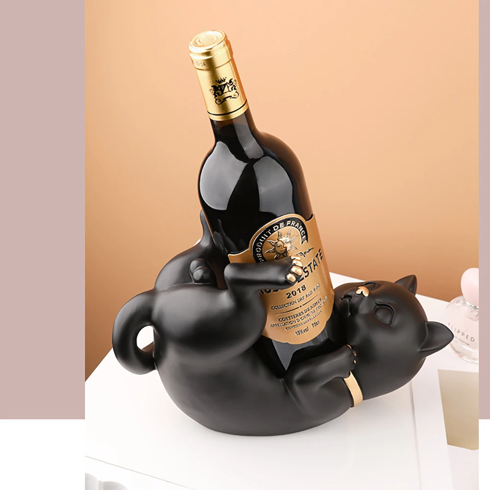 Creative Lying Cat Sculpture Resin Figurine Wine Rack Holder Shelf Stand Home Living Room Office Decoration Craft Gift | Дом и сад