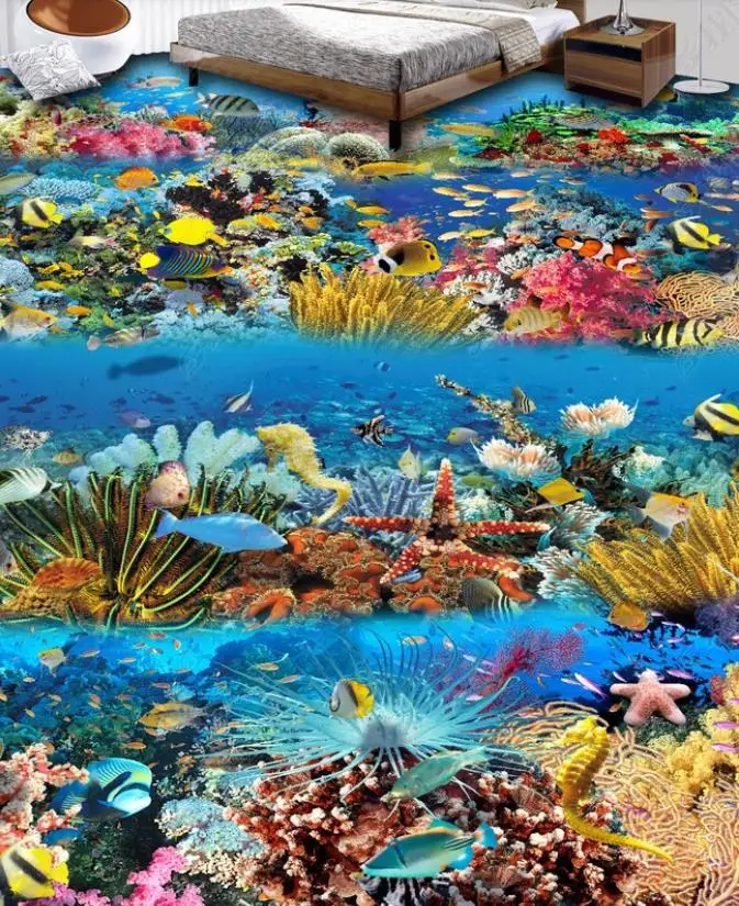 

Оригинальные Настенные обои Ocean World, напольные плитки, обои для гостиной, спальни, ванной, самоклеящиеся напольные покрытия