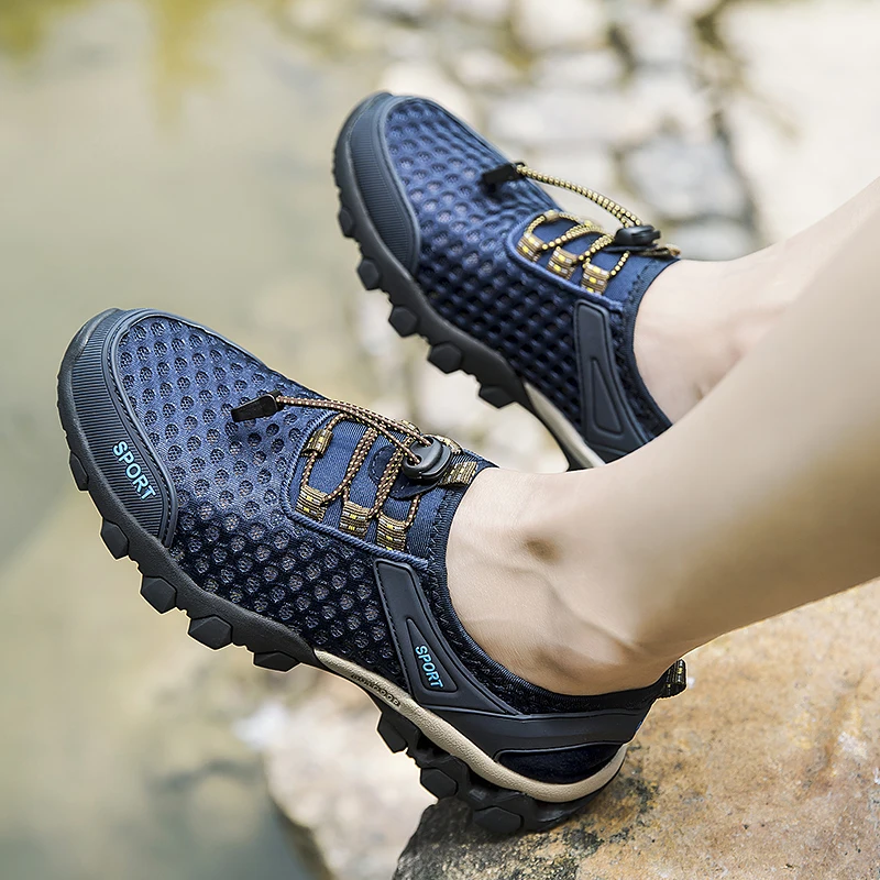 Сандалии мужские из быстросохнущей кожи легкие износостойкие Нескользящие для