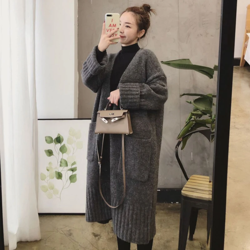 

NORMOV Autumn Winter Women Sweaters Casual Long Sleeve Pockets Acrylic Cardigans Harajuku Solid Mujer Sweaters