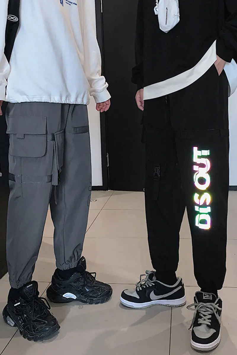 

2020 Autumn And Winter New Youth Popular Men's Loose Large Size Letter Printed Overalls Fashion Casual Trousers Black/grey