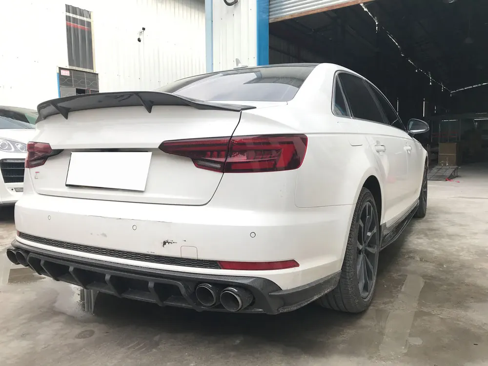 Спойлер из углеродного волокна заднего бампера для губ с подсветкой Audi A4 S4 B9 Sline