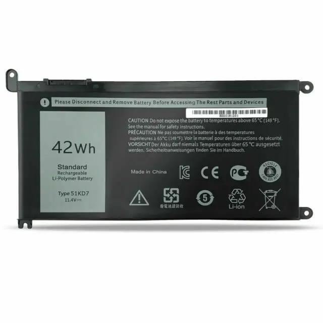 

Новый аккумулятор 11,4 в 42Wh 51KD7 Y07HK для ноутбука Dell Chromebook 11 3180 3189 SHUOZB, аккумуляторы для ноутбука, бесплатная доставка