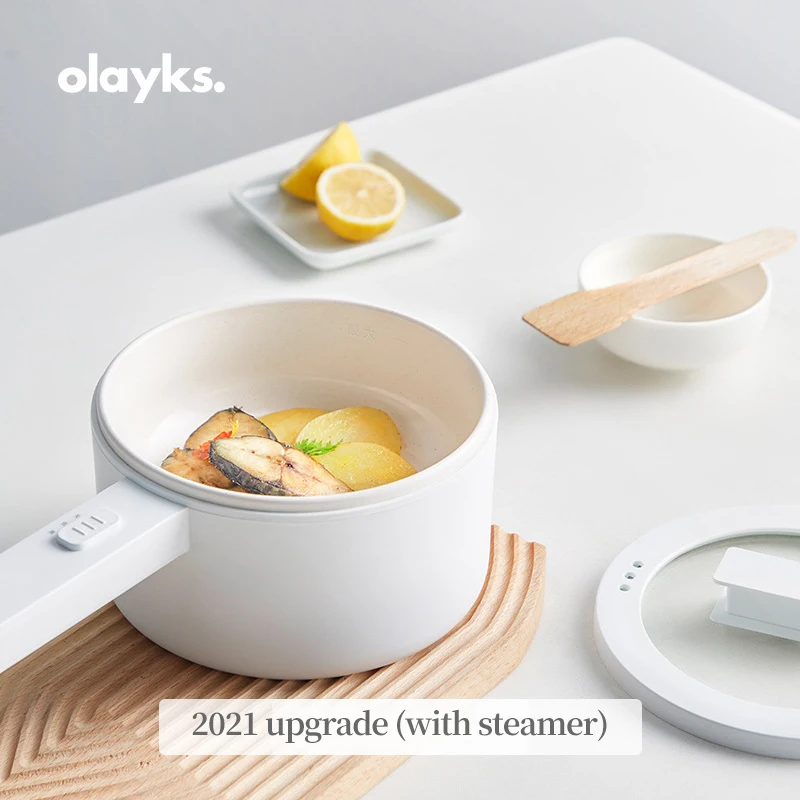 Olayks 700W Multicooker Cooking Pots Appliances 1.5L Electric Pot Pan Non-Stick Boiled Steamer Slow Cooker For Home - купить по