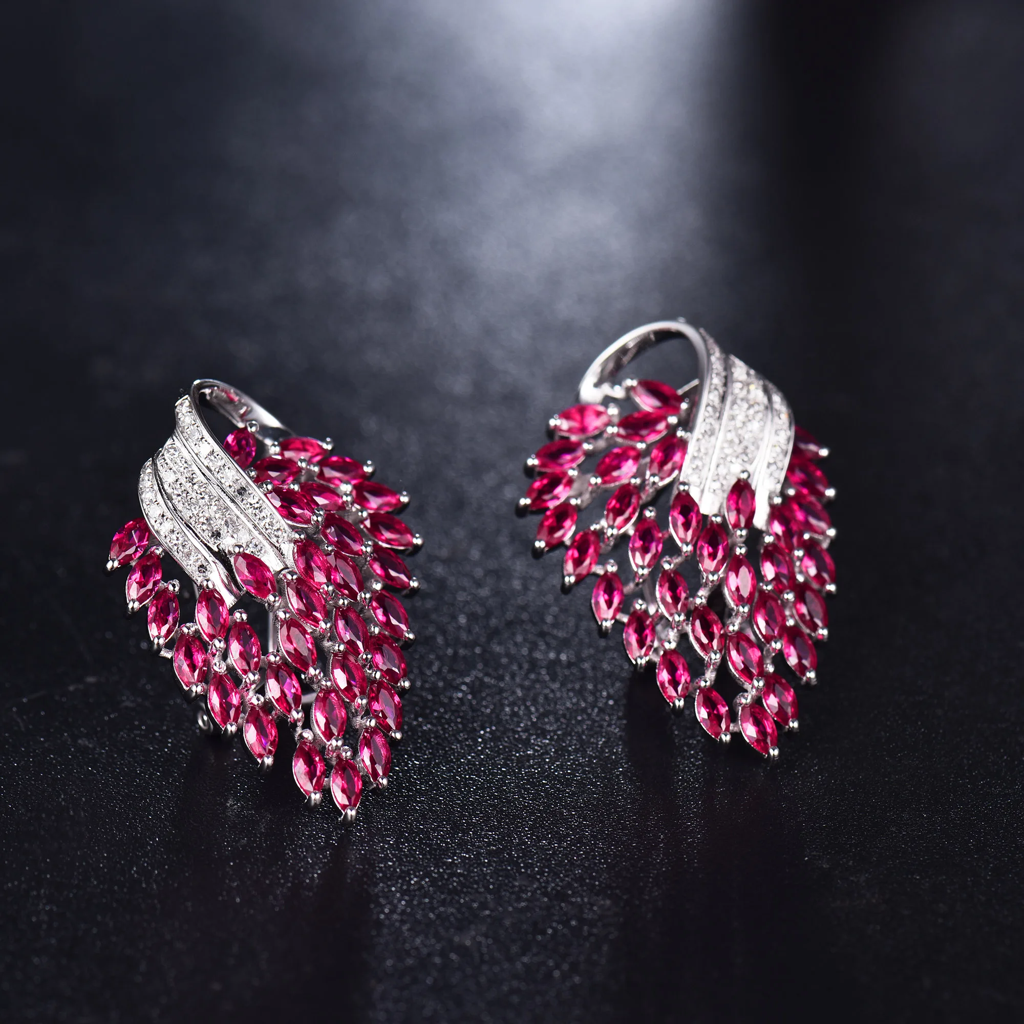 LOVERJEWELRY женские серьги 14 карат белое золото бриллиант розовый Рубин висячие
