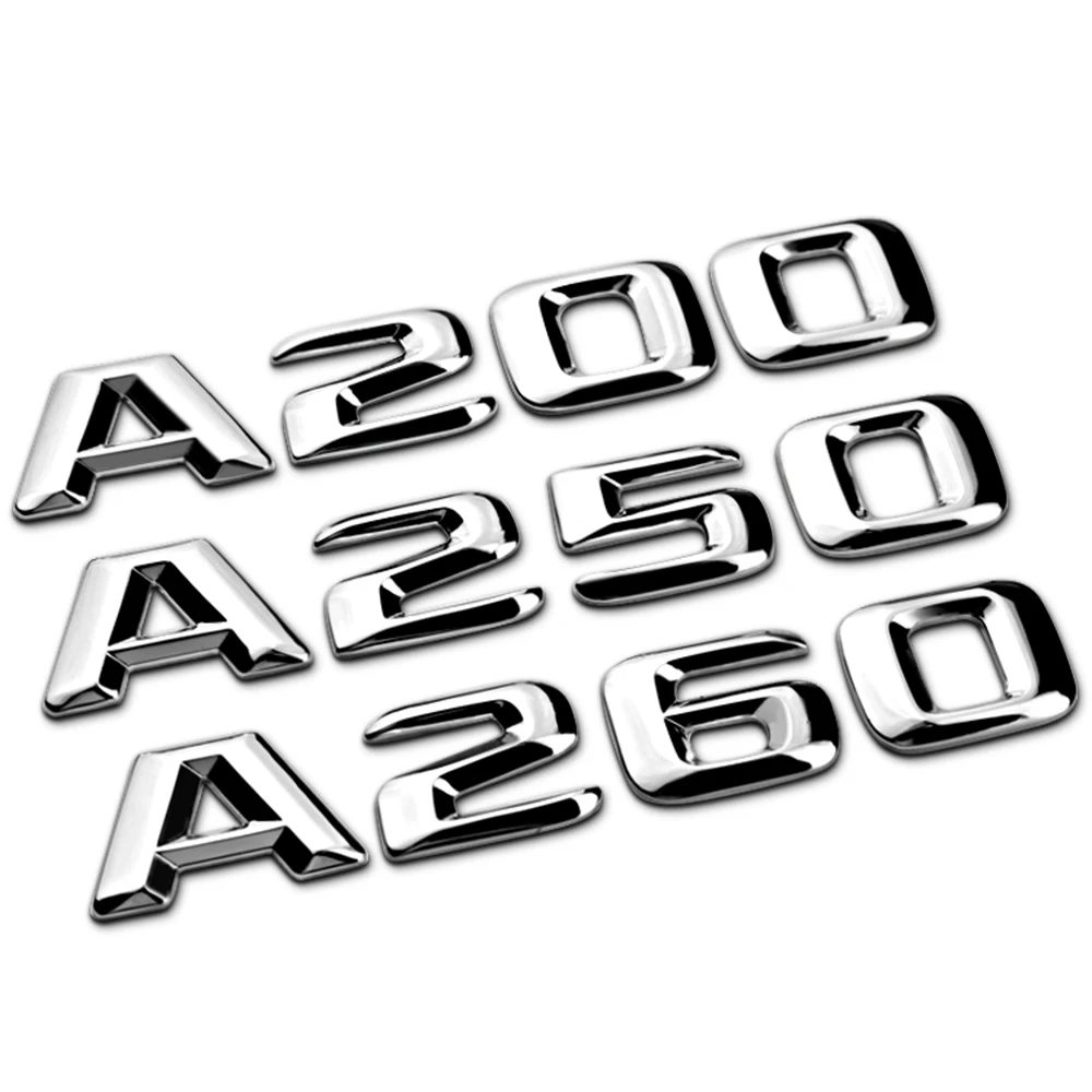 

Car 3D Chrome Metal 4Matic A200 A250 A260 Logo Sticker Badge Auto Emblem Decals Car Tail Displacement Sticker For Mercedes Benze