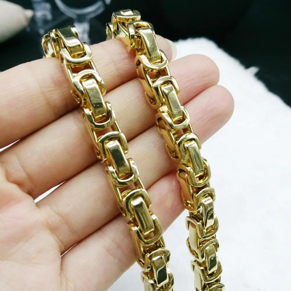 

Fashion Luxury 5/6/8mm Men Fashion Gold Chain Necklace Stainless Steel Byzantine Chains Street Hip Hop Jewelry