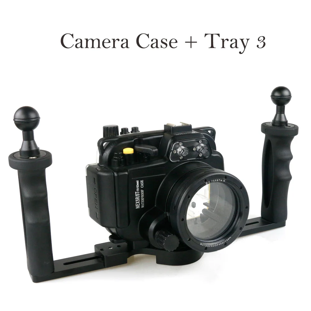 Case and Tray 3 Водонепроницаемый для подводного плавания Корпус Камера чехол для дайвинга для sony NEX5 NEX-5 NEX5N NEX-5N NEX5R NEX5T NEX-5T NEX6 NEX-6 NEX7 NEX-7 - Цвет: Case and Tray 3