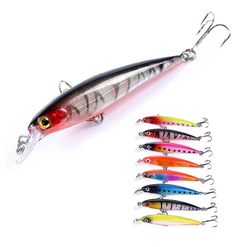 

1PCS Laser Minnow Fishing Lure 8.5cm/7.3g 3D Eyes Floating Crankbait wobbler Artificial Hard Bait two anchor hook Fishing Tackle