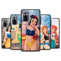 disney beach princess for xiaomi redmi note 10 pro max 10s 9t 9s 9 8t 8 7 pro 5g luxury tempered glass phone case cover