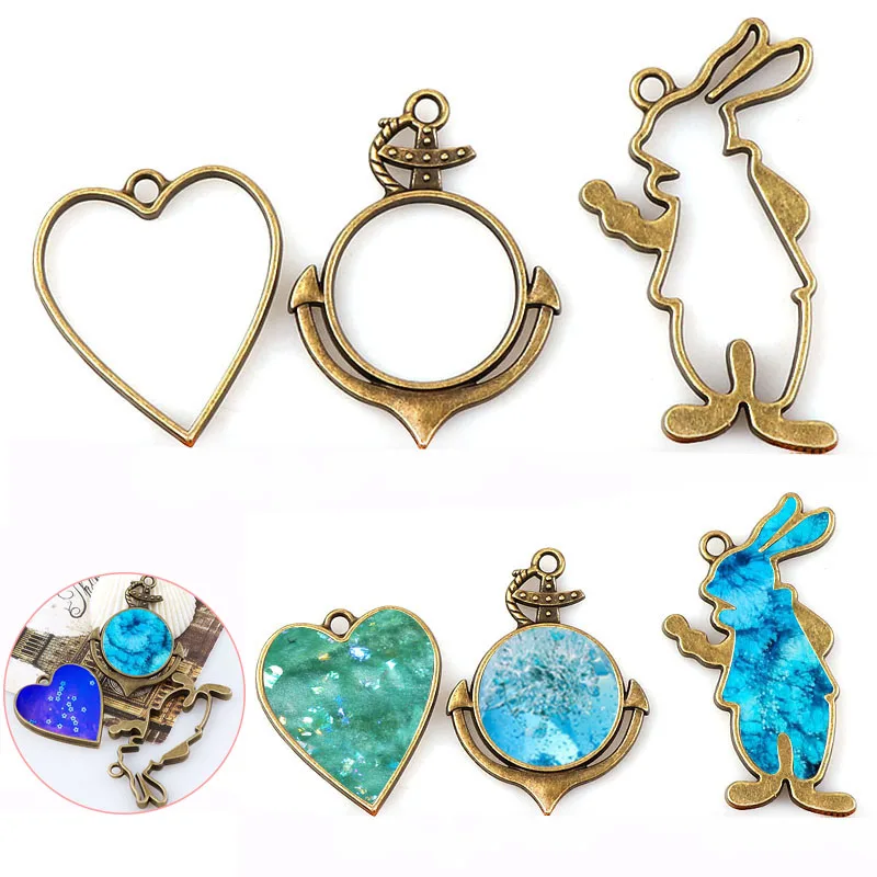 Винтажный якорь сердце кролик античная бронза металлическая полая рама