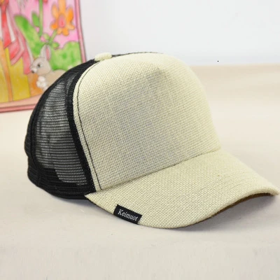 mesh beige Мужская Летняя классная льняная простая Солнцезащитная шляпа, женская уличная Повседневная Кепка с сеткой, Мужская бейсболка большого размера, s 58-65 см - Цвет: mesh beige