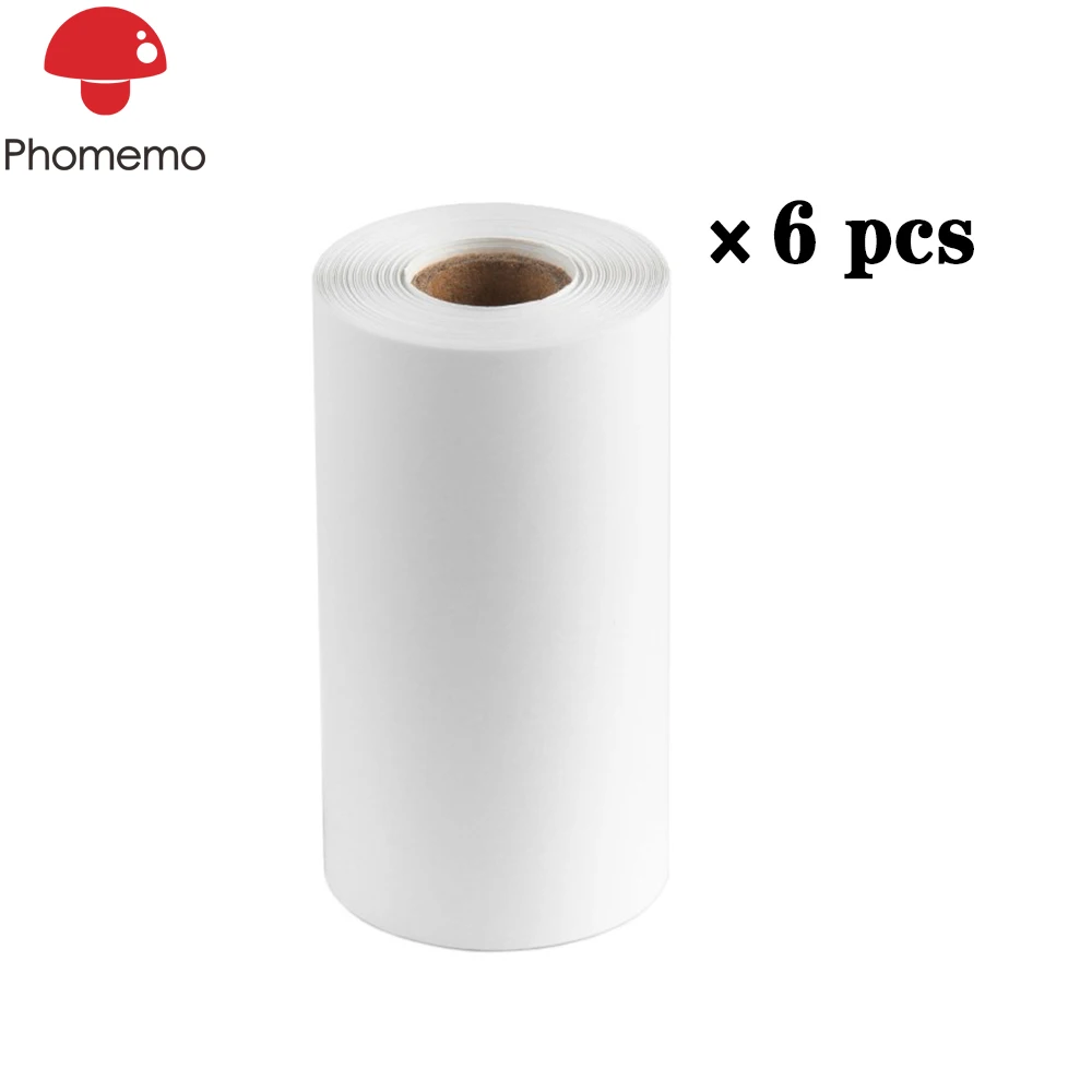

6 Rolls Phomemo White Self-Adhesive Thermal Paper for Phomemo M02/M02S/M02Pro Sticker Machine Printable Paper Roll