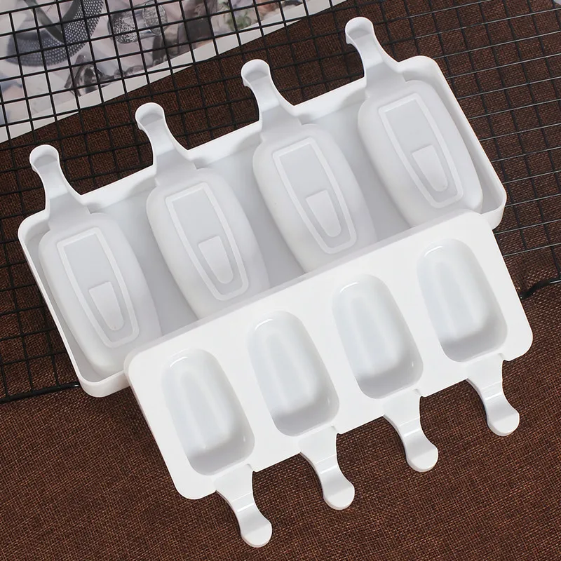 

Ice Cream Molds 4 Cavity Popsicle Mold Silicone With Sticks DIY Homemade Baking Desserts Freezer Ice Lolly Mould Home Kitchen