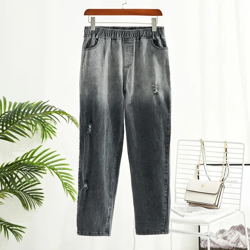 

2021 New High Waist Ripped Jeans Women's Hip Hop Loose Jeans 4XL Women Pants Vintage Female Torn Trousers Streetwear Plus Size