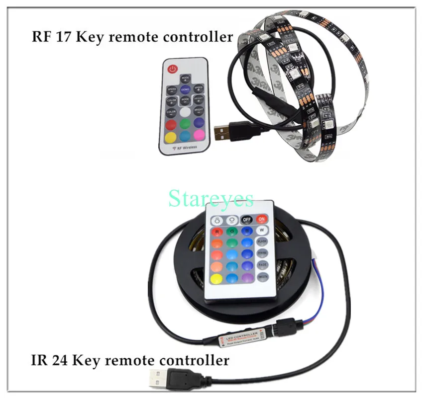 SMD 5050 DC5V USB RGB Светодиодная лента 30 светодиодный/м светильник Гибкая IP20 IP65 водонепроницаемая лента 1 м 2 м 3 м 4 м 5 м Пульт дистанционного управления для ТВ фона