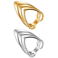 boniskiss fashion ring golden silver color stainless steel jewelry stylish three v shape design ring jewelry joyas de plata