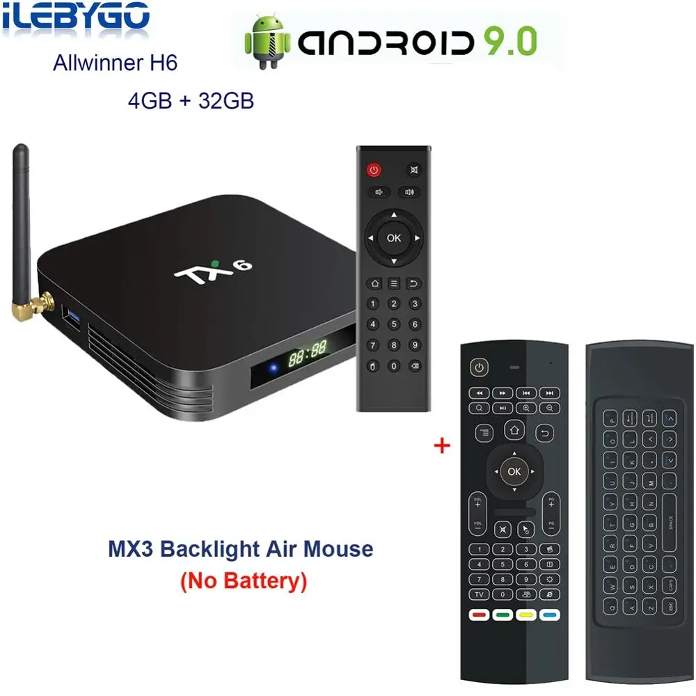 4GB 32GB MX3 Ilebygo Smart tv Box Android 9,0 Tanix TX6 Allwinner H6 4 Гб ОЗУ 32 Гб ПЗУ 32G поддержка 4K H.265 2,4G WiFi 2G16G медиаплеер - Цвет: 4GB 32GB MX3