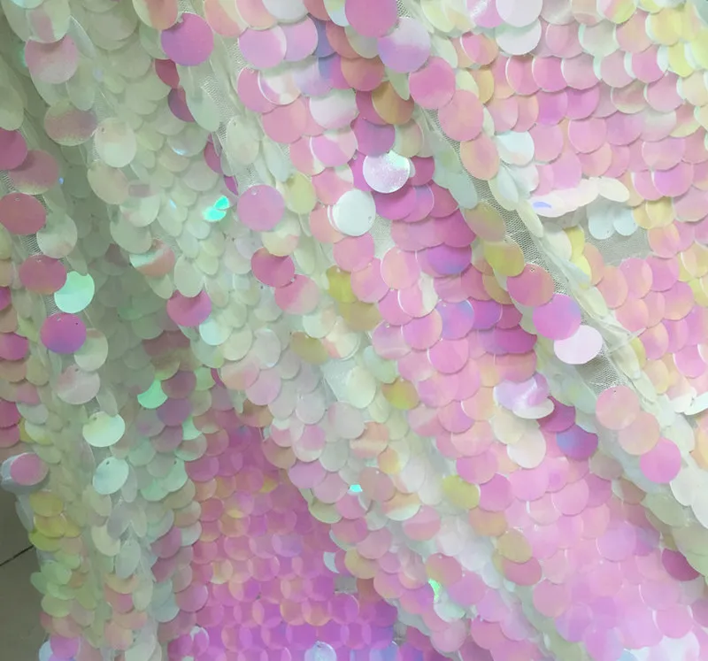 1Y/Lot Sequin Fabric Pink White Scales Encryption Sequins Mesh for Dress Net Background Cloth | Дом и сад
