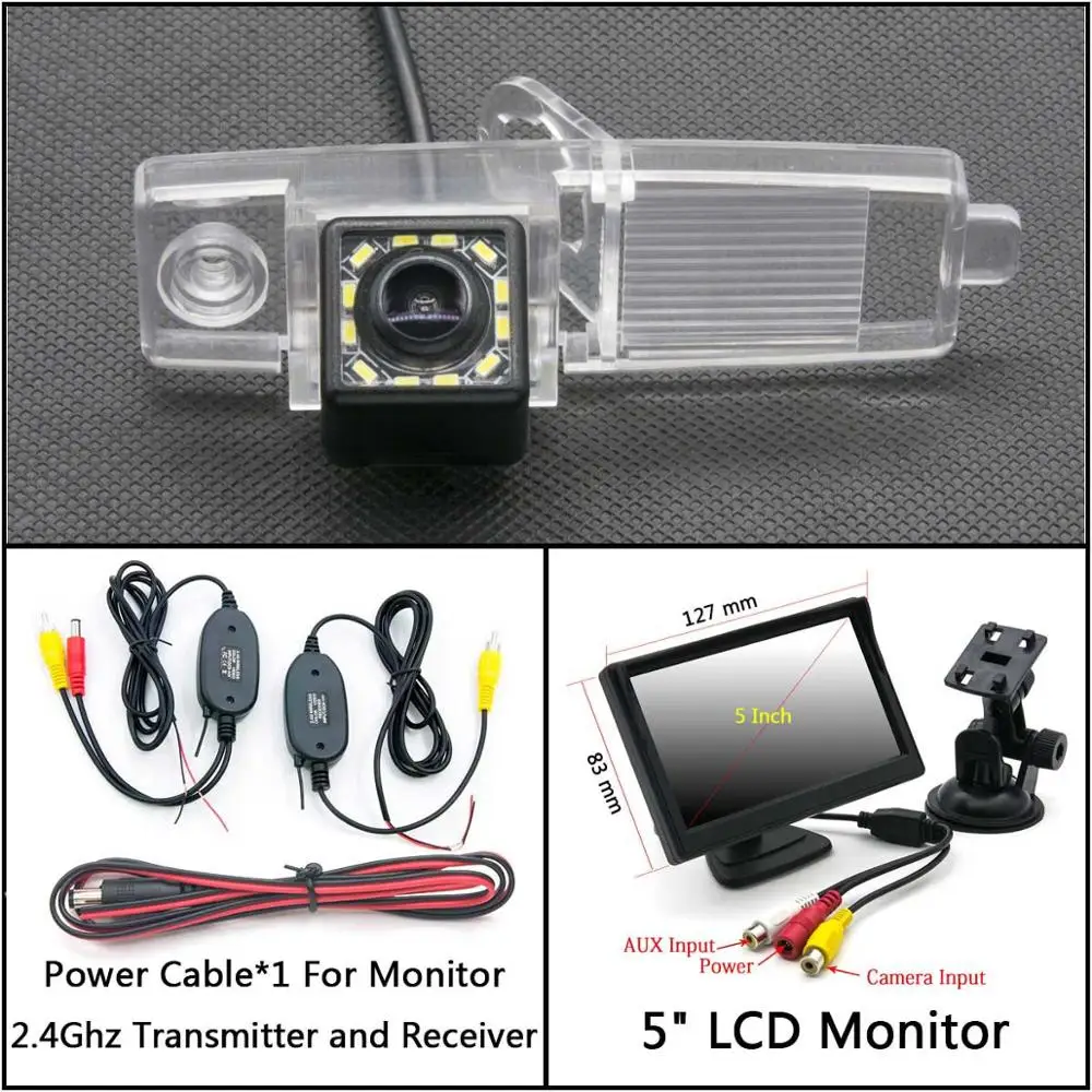 C Wireless 5inch LCD 12 Светодиодный свет заднего хода автомобиля зеркало заднего вида Камера для Toyota Highlander 2003 2004 2005 2006 2007 2008 2009 2010 2011 2012 Стоянкы Автомобилей Автомобиля - Название цвета: C Wireless 5inch LCD