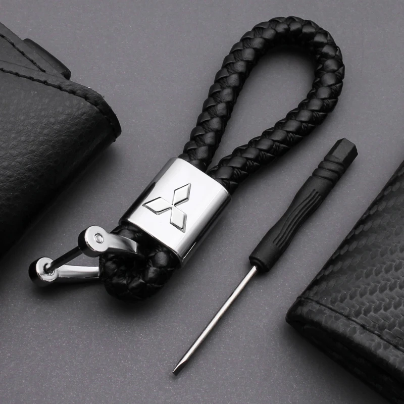 

Metal Leather Car Keychain Key Rings For Mitsubishi Lancer EX 10 Lancer X Outlander ASX Colt Pajero Sport Auto Accessories