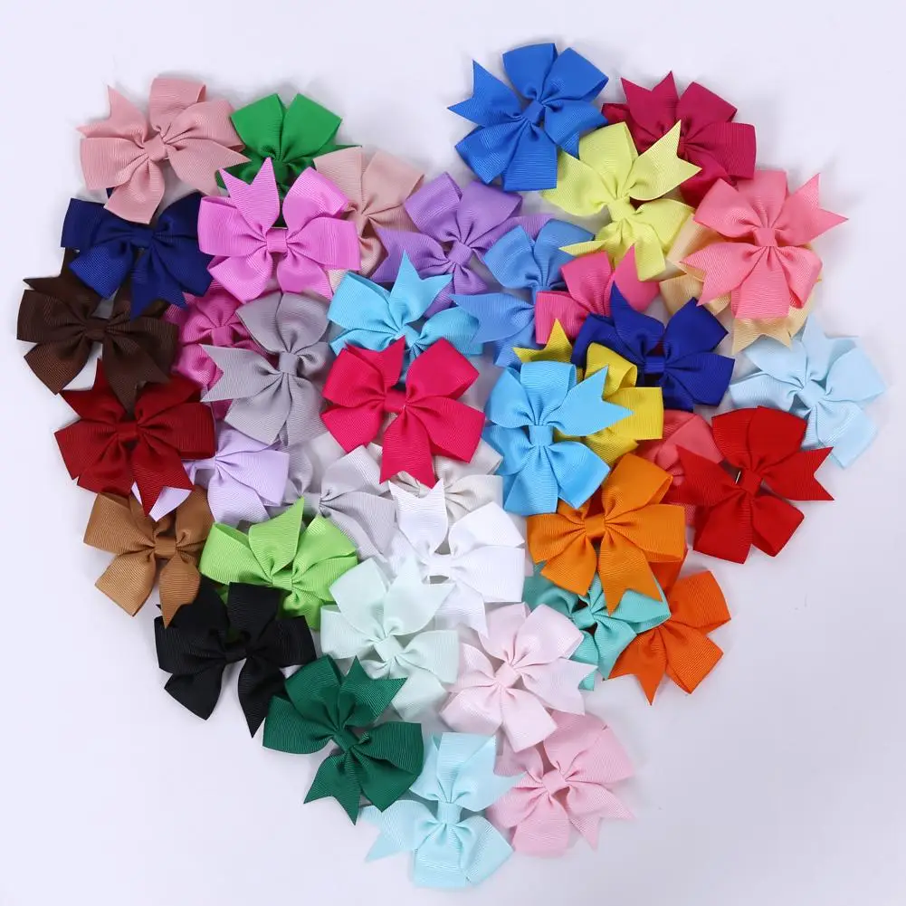 

40 pcs Children Hairpins Fishtail Bow hair Clip Ribbon Alligator Clip Hair Clips Baby Mini Hairpins Handmade Barrettes Headwear