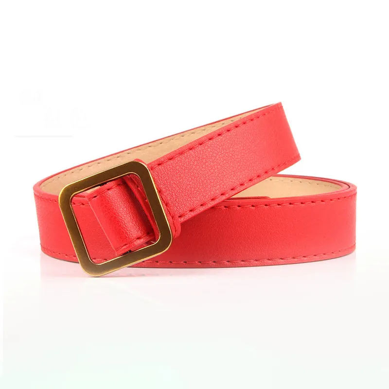 Vintage PU Band Female Square Metal Buckle Waistband Women Solid Waist Belt Lady