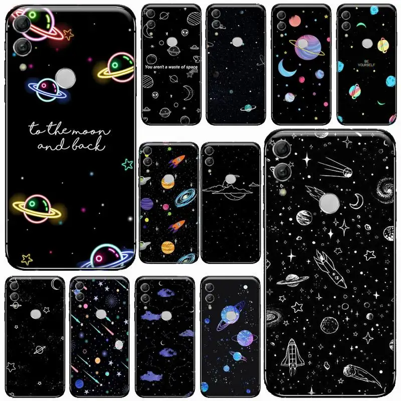 

Space Planet Stars Moon Spaceship Phone Case For Huawei honor Mate P 10 20 30 40 Pro 10i 9 10 20 8x Lite Y91C V17 6.38 6.44