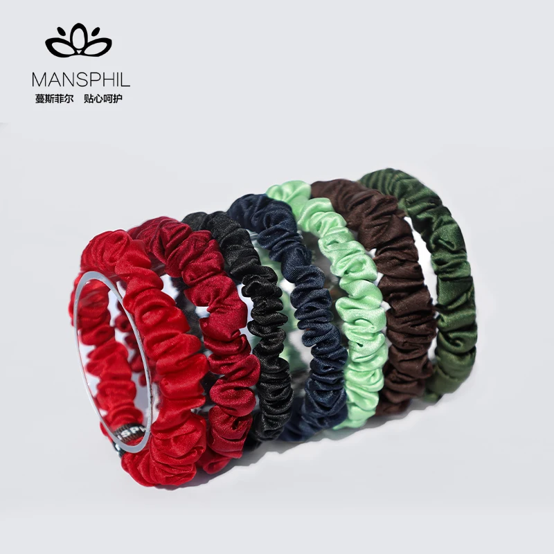 MANSPHIL 100 Pure Mulberry Silk Scrunchies Elastic Hair Tie For Women hair hoop pig intestine holder | Bands