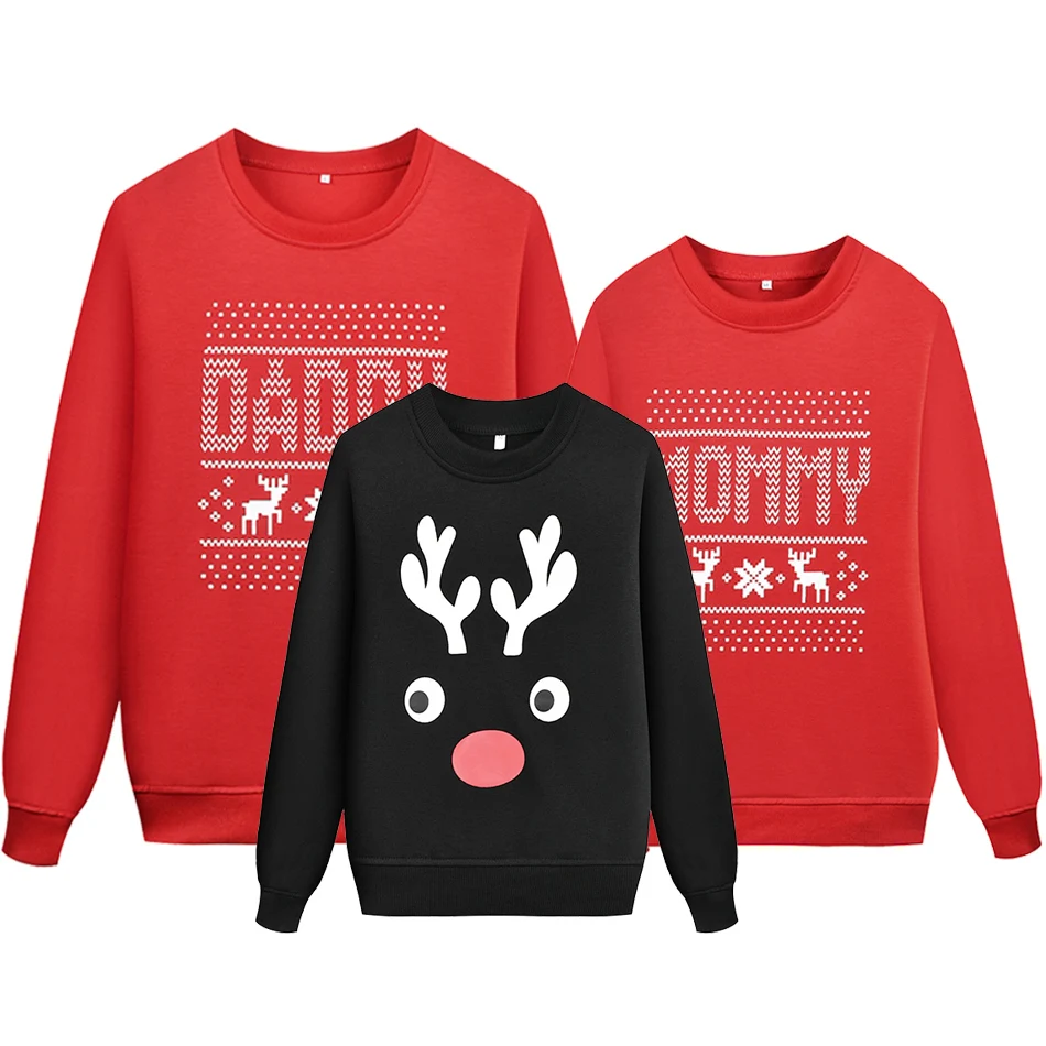 

Рождественская семейная одинаковая рубашка, теплая Рождественская одежда, пуловер для 3 человек, для папы, мамы, ребенка, свитшот, рубашка с ...