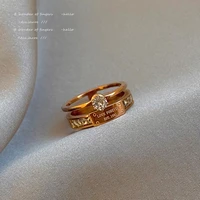 classic fashion titanium steel double letter rings for woman 2021 korean sexy girls finger jewelry gothic party set accessories