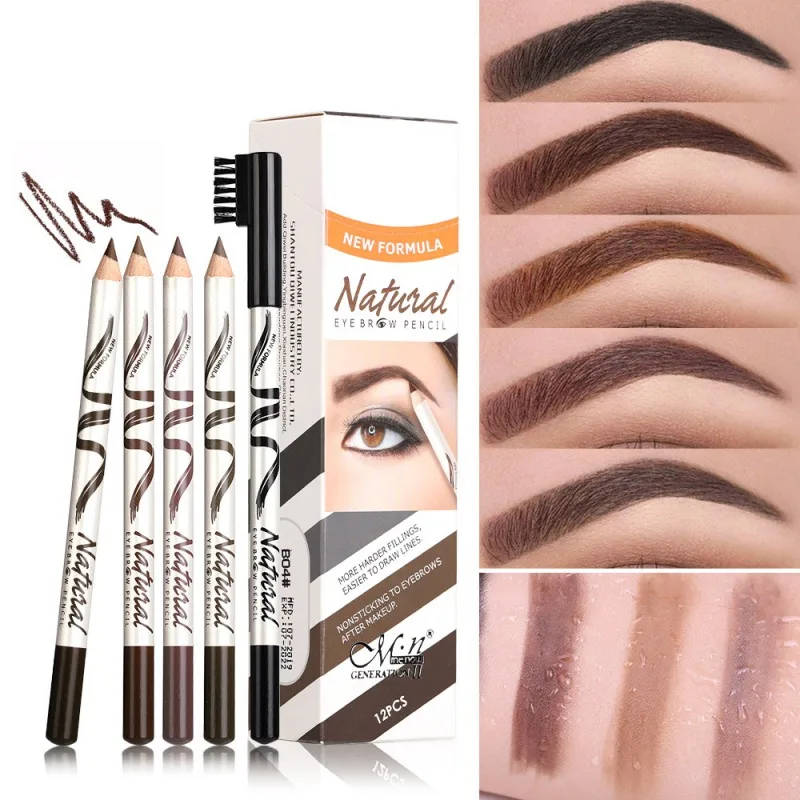 5 Color Double Ended Eyebrow Pencil Waterproof Long Lasting No Blooming Rotatable Triangle Eye Brow Tatoo Pen