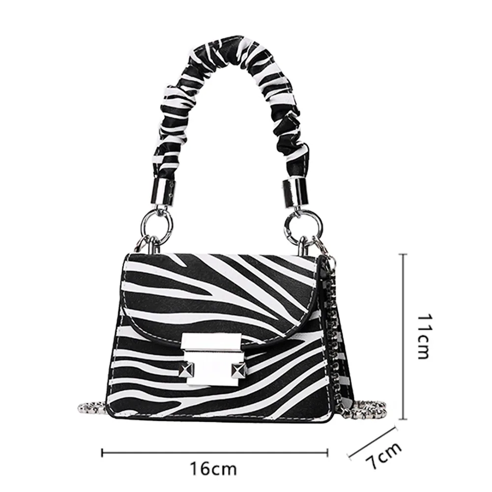 

Fashion Animal Pattern Women Shoulder Bag Pleated Handle Chain Small Handbags Female PU Leather Casual Travel Crossbody Satchel