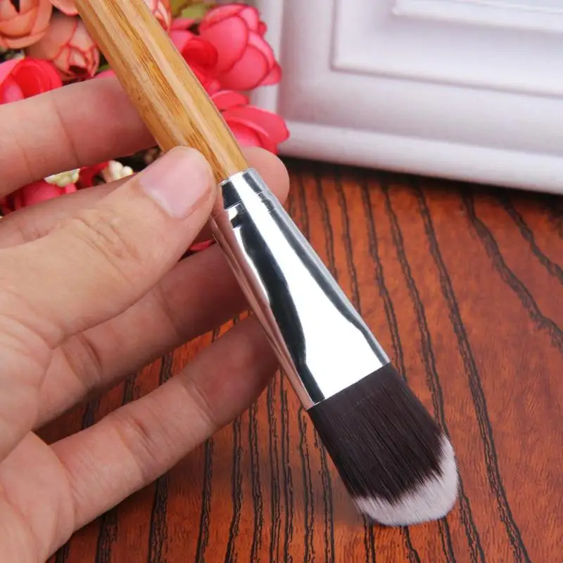 Facial Mask Brush Portable Cosmetic Tool Makeup Foundation Fiber Hair Bamboo Handle Powder Concealer Face | Красота и здоровье