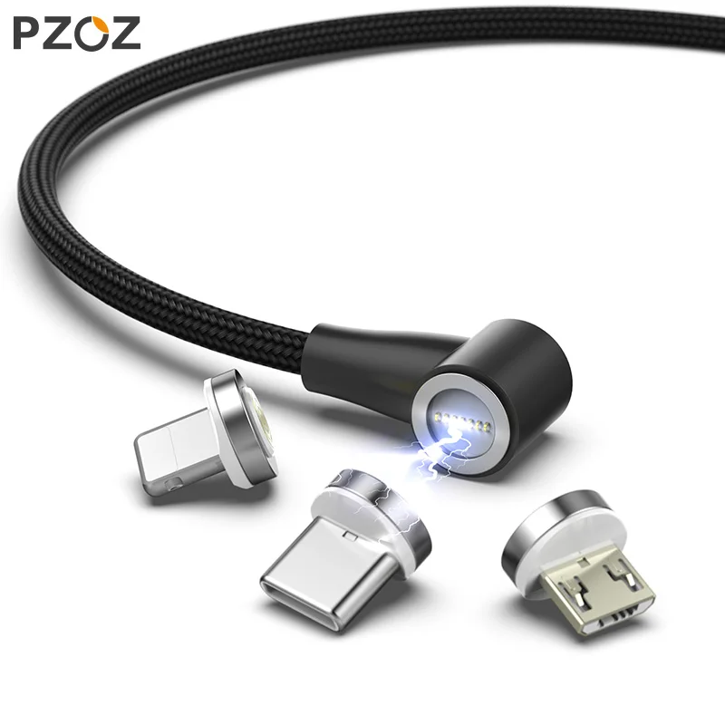 PZOZ 90 градусов Магнитный кабель для мобильного телефона micro usb быстрое зарядное