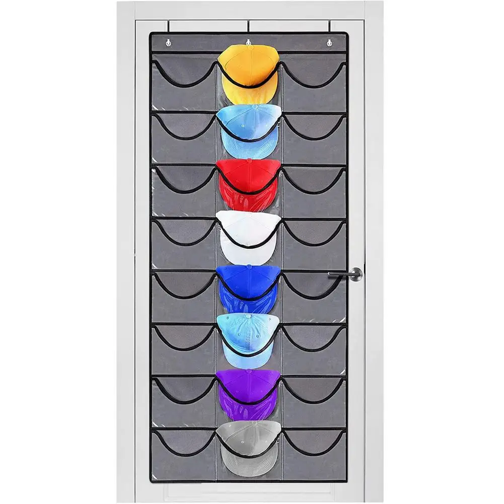 

Вешалка для шляп с карманами для хранения бейсболок, на дверь, настенное крепление, органайзер для шляп, для демонстрации шаров, кепок, комна...