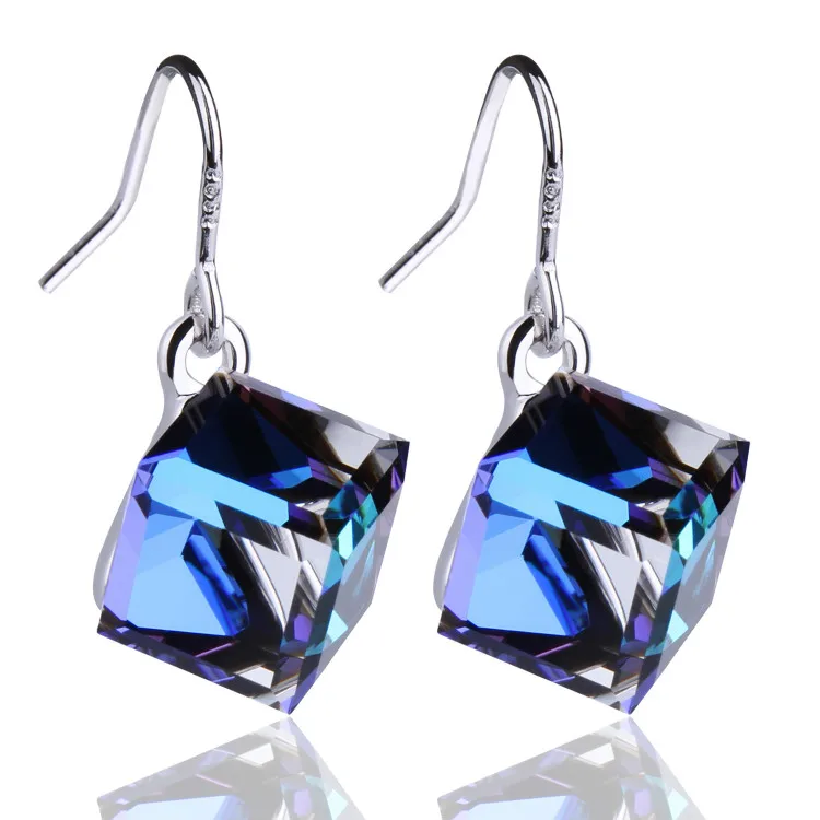 Warme Farben серьги из серебра 925 пробы с кристаллами Swarovski, висячие серьги с квадратным кубом, хорошее ювелирное изделие, подарок для девушек - Цвет камня: as picture