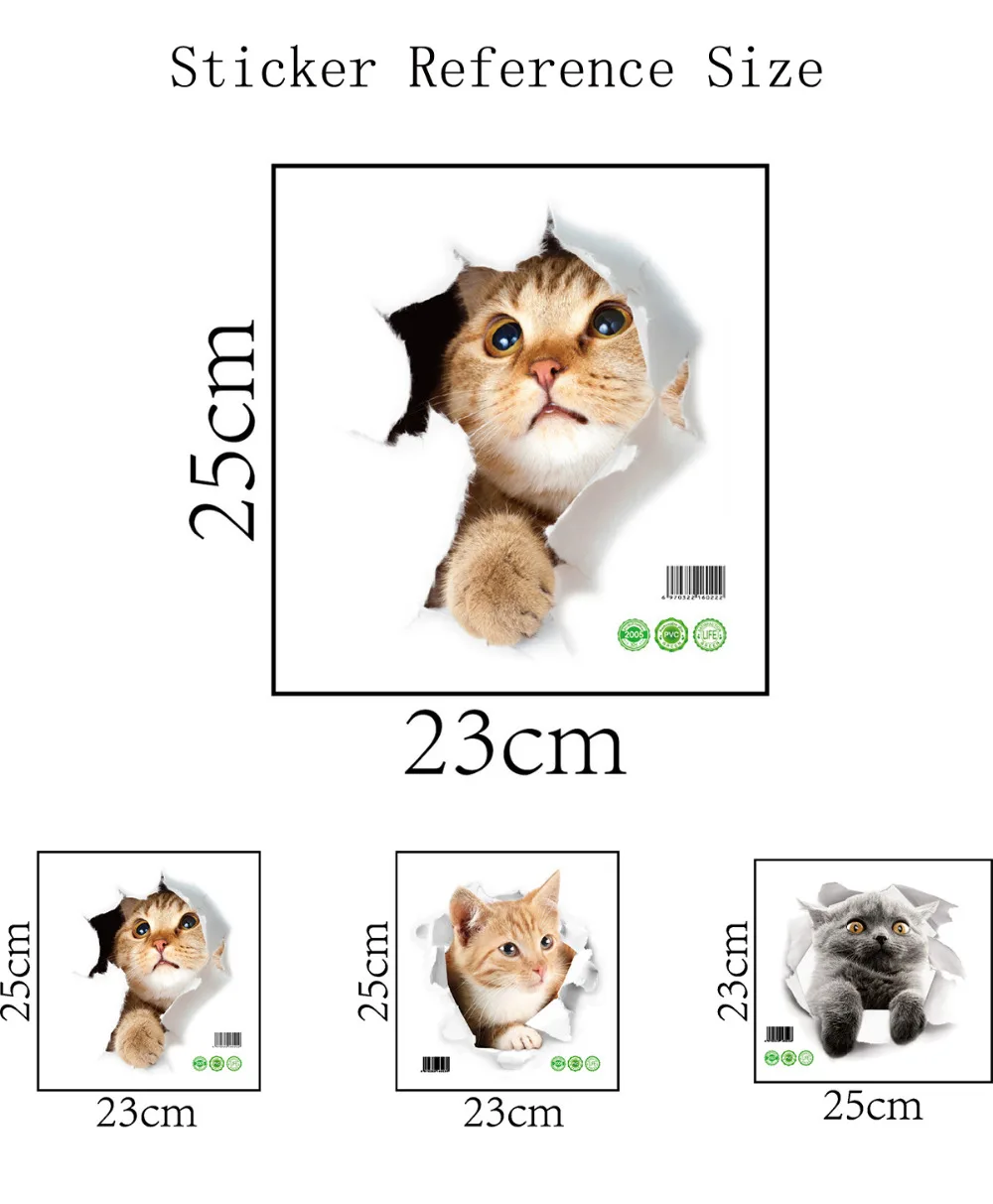 

Cartoon Animal 3d Toilet Stickers on The Toilet Seat Cute Cats PVC Wall Sticker Bathroom Refrigerator Door Decor Stickers Decals