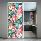 Оконная пленка для конфиденциальности, красочные листья, матовая, без клея, стеклянная наклейка, защита от солнца, термоконтроль, Оконные покрытия для домашнего декора