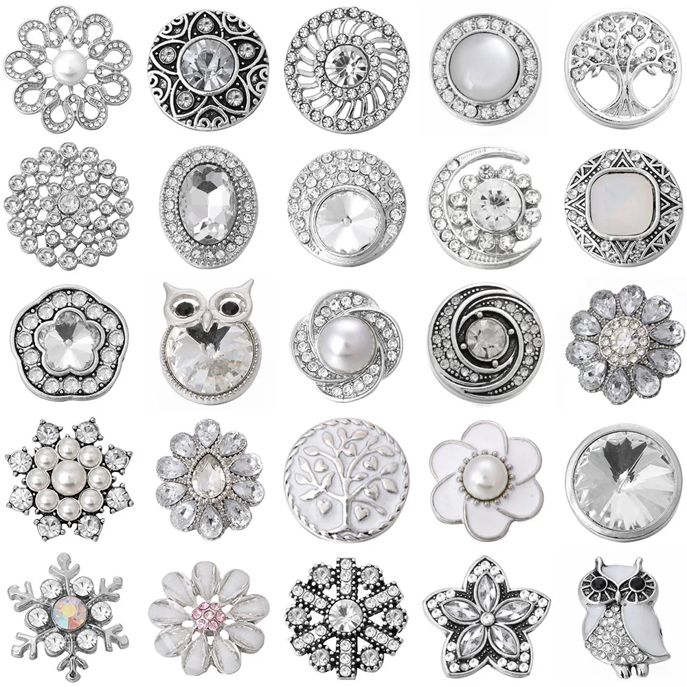 6 шт./лот кнопки-застежки ювелирные изделия белый цветок из горного хрусталя