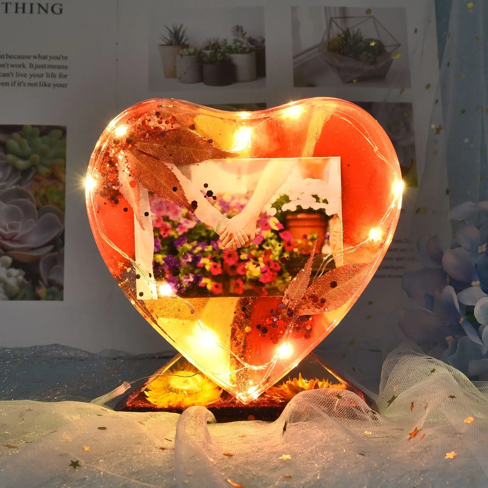 

Large Heart Shape Photo Frame Resin Mold Epoxy Molds Casting DIY Photo Silicone Mold For Home Decoration Jewelry Making