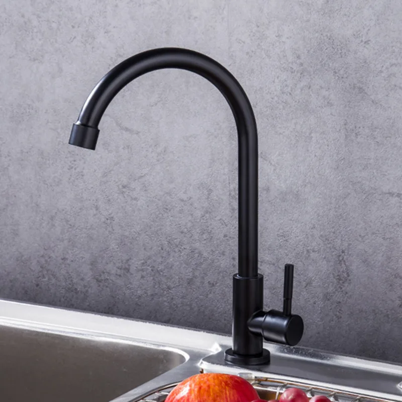 

G1/2" High Quality SUS304 Stainless Steel Black Paint Two Styles Kitchen Sink Swivel Faucet Single Handle Single Cold Faucet