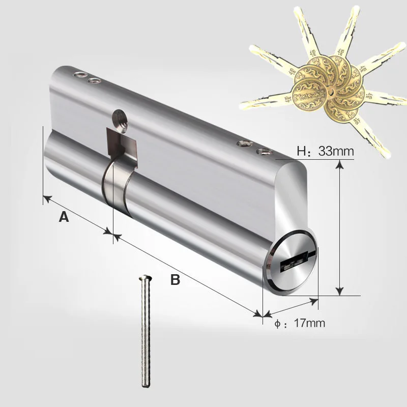 65 мм-110 мм дверной цилиндрический замок с 8 ключами Противоугонный C Класс медный