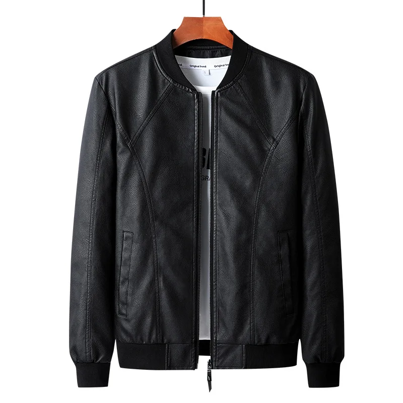 

Spring Autumn Leather Jacket Men Coats o-neck Casual Motorcycle Jacket Men Faux Leather Jackets Men