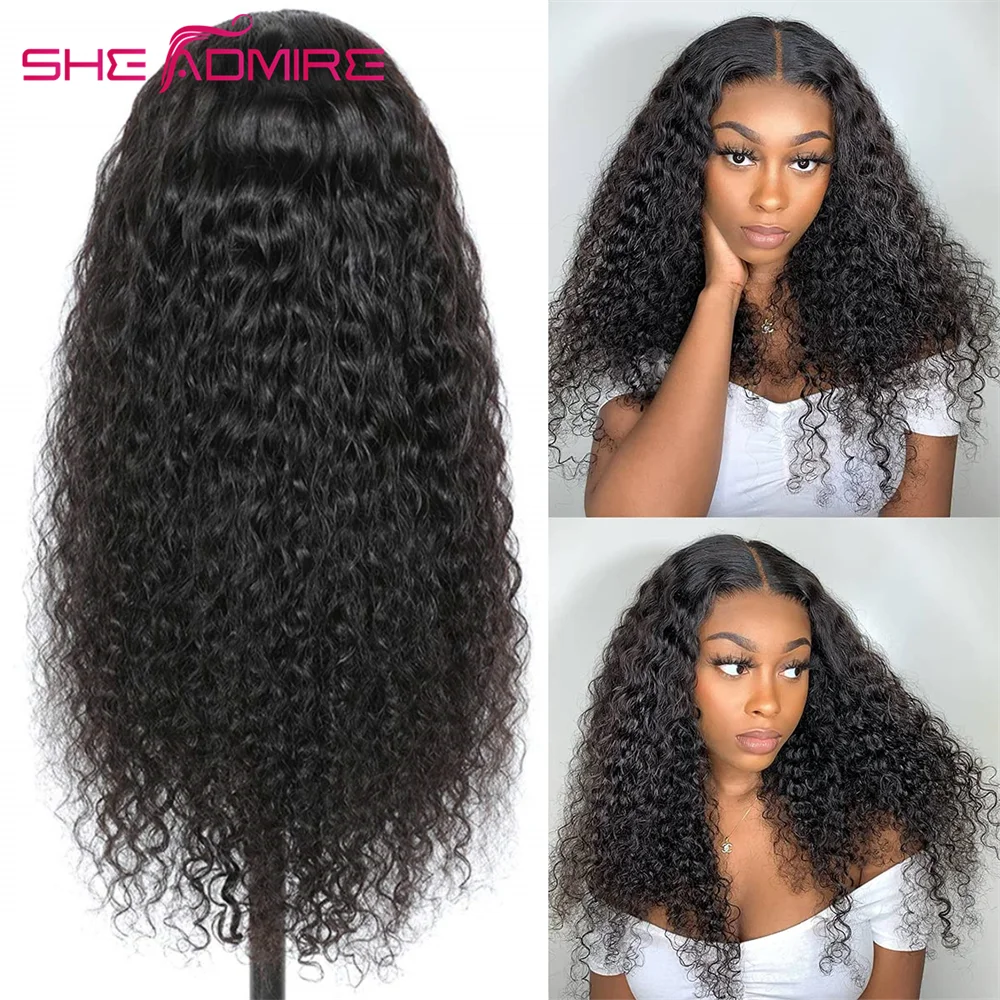Brazilian Kinky Curly Lace Closure Wig 5x5 Transparent Lace Human Hair Wigs She Admire Pre Plucked Closure Wigs For Black Women