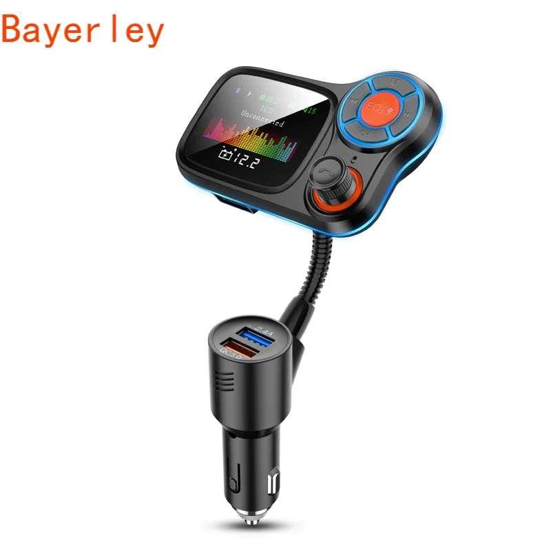 

T831 FM Transmitter New Wireless Bluetooth Hands-free Car Mp3 Player Kit Color Screen QC3.0+2.4A High Current Output Fast Charge