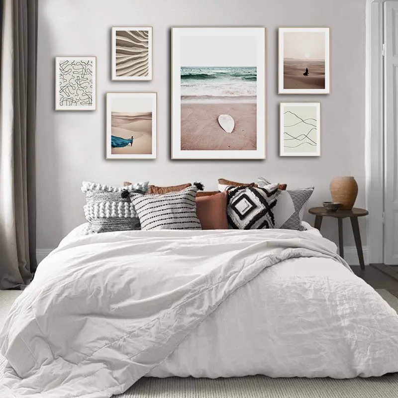 Scandinavian Desert Abstract Nature Landscape Painting Canvas Poster Nordic Wall Art Print Line Drawing Picture Home Decoration | Дом и сад