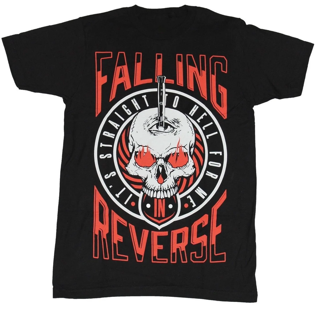 

Falling In Reverse Mens Tops Tee T Shirt Straight To Hell Skull Spike Image T-Shirt Free Shipping