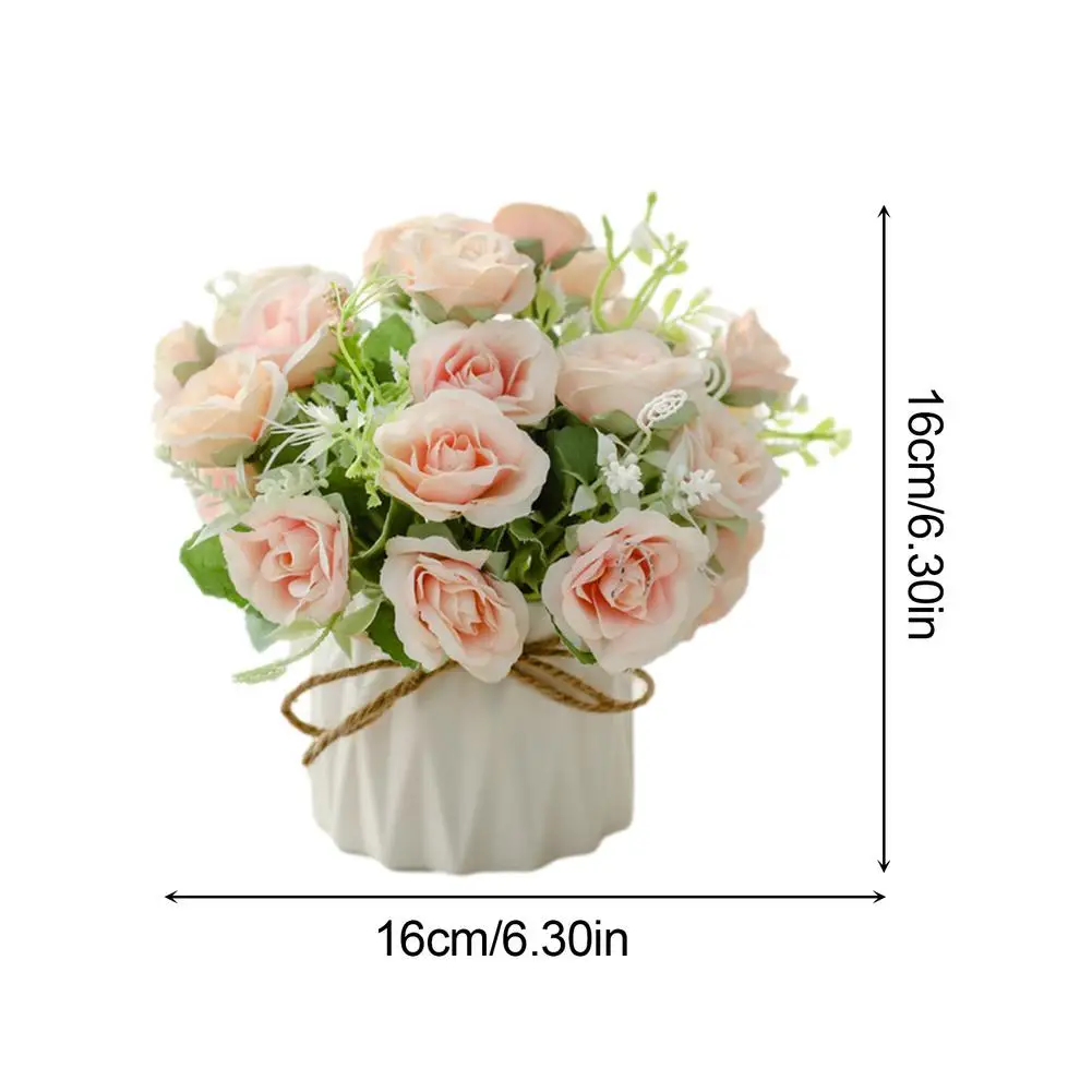 

Artificial Flower Planter With Fake Rose Flower Pot For Home Decor Applicable To Indoor Family Wedding Bedroom Table Top Decor
