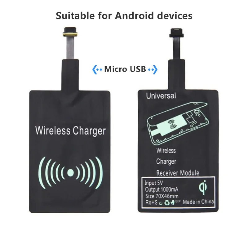 lightweight qi wireless charging receiver for samsung huawei xiaomi universal micro usb type c fast wireless charger adapter free global shipping